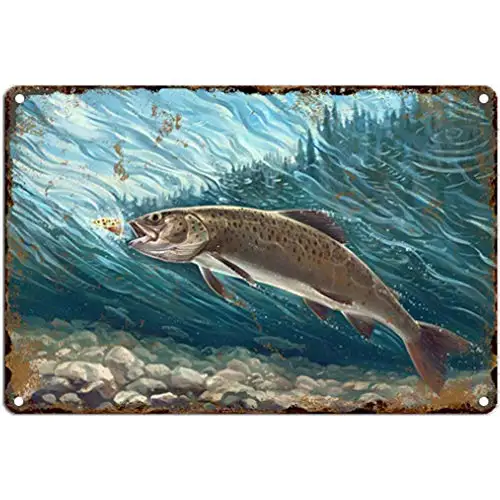 

Original Retro Design Fishing Tin Metal Signs Wall Art | Thick Tinplate Print Poster Wall Decoration for Fishing Shop