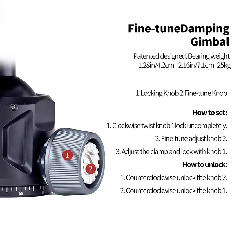 رأس ثلاثي القوائم من سبائك الألومنيوم عالي القوة 35 كجم، مناسب للصيد والرماية، يمكنه تدوير 360 درجة #2