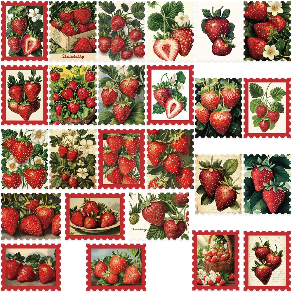50PCS Erdbeere Obstgarten Stempel Aufkleber Notebook Laptop Gepäck Dekorative DIY Label Tagebuch Notebook Graffiti Schreibwaren Aufkleber