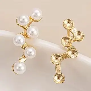 

1Pair 14K Gold-Plated Pearl Empty Stud Earring DIY Hand-Stuck Bead Earrings Material Accessories 925 Silver Needle