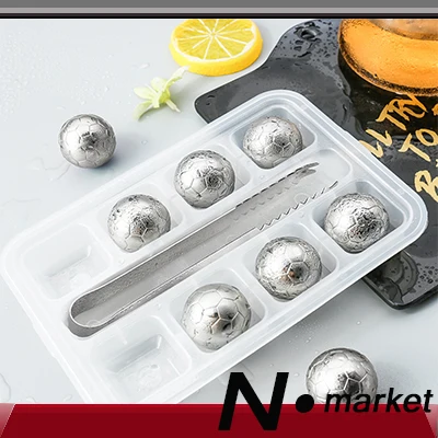 2024 Silver ockey Football Ice Pellet Set 304Stainless Steel Quick Frozen Ice Cube Creative Articles For Reusing Bar Win