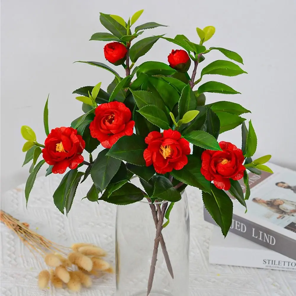 

Plastic Artificial Camellia Flowers Elegant Handmade Silk Camellia Flowers Branch Real Touch Fake Flower Outdoor Decor