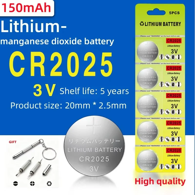 

High-Quality 3V CR2025 Lithium Button Battery DL2025 BR2025 5003LC LM2025 Coin Cell Watch Batteries for Toys Clock Compute