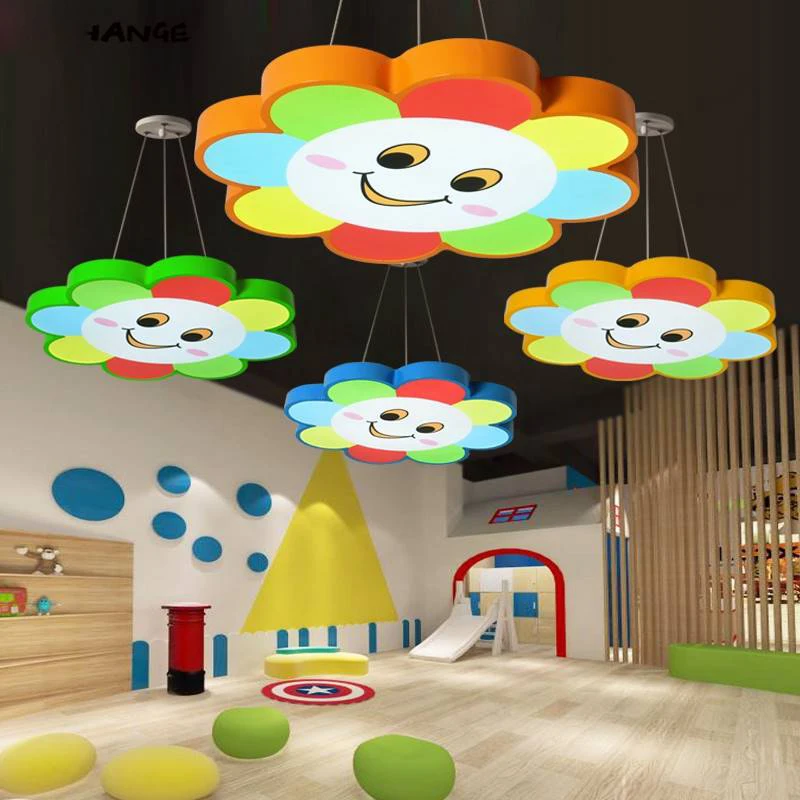 Cute Cartoon Ceiling Lamp Smiling Face Children's Room Lights Creative Hall Bedroom Flower Kindergarten Classroom Pendant Light