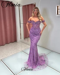 New Elegant Purple Prom Dresses Mermaid Off Shoulder Sweetheart Cocktail Dresses Wedding Party Dresses Vestidos Femenino Custom