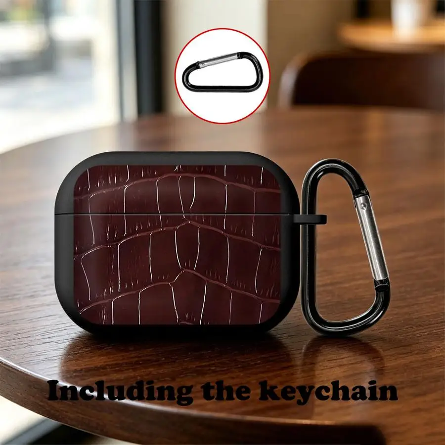 Case For Airpods 5 Pro3 Pro2 Pro 4 2 3 1 Earphone Cases Cover With Hook Crocodile Texture Faux Leather Print