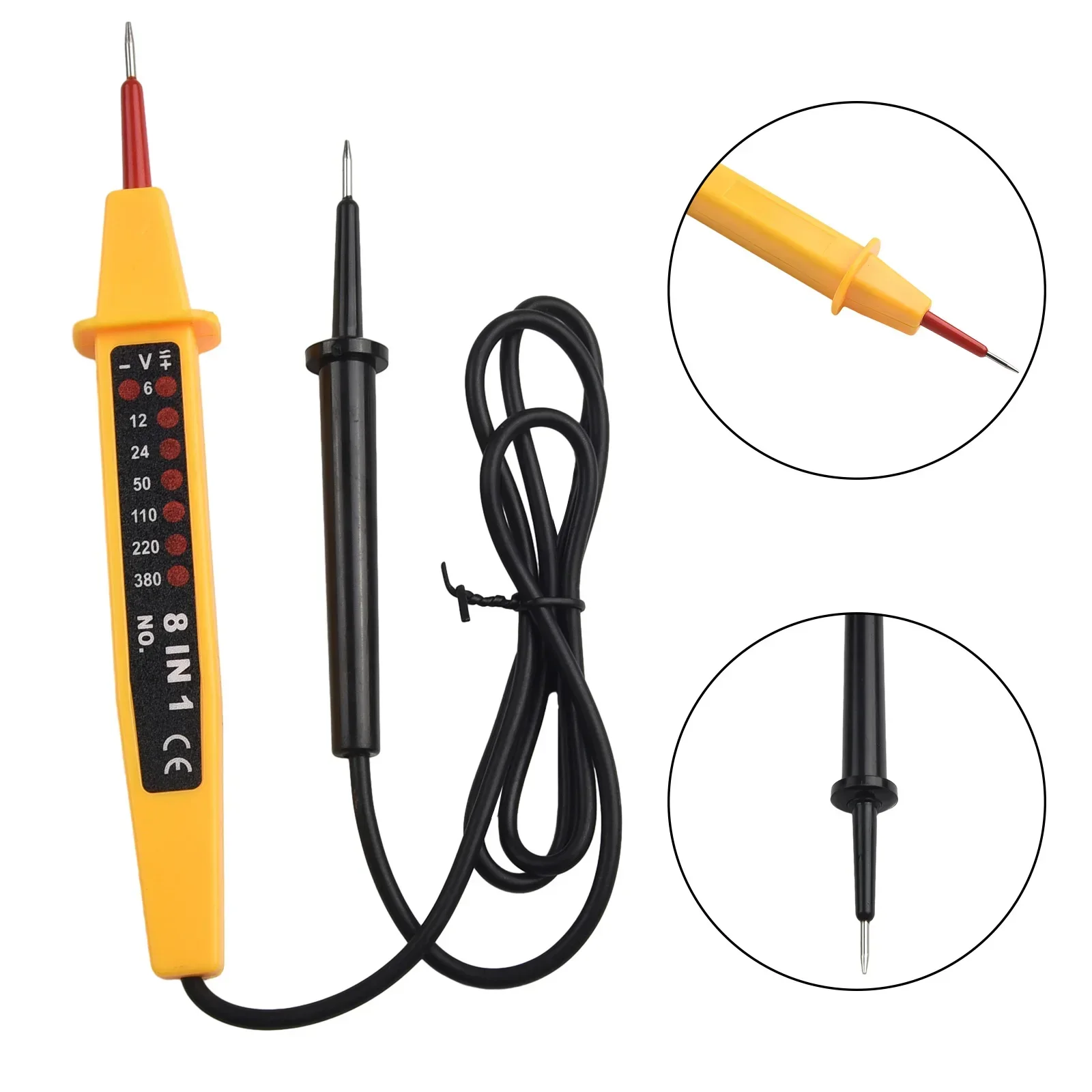 Practical Voltage Tester Dimensions 110 - 220 - 380VAC 50 - 500Hz 6-12 - 24 - 50VDC Metal Plastic Frequency Range