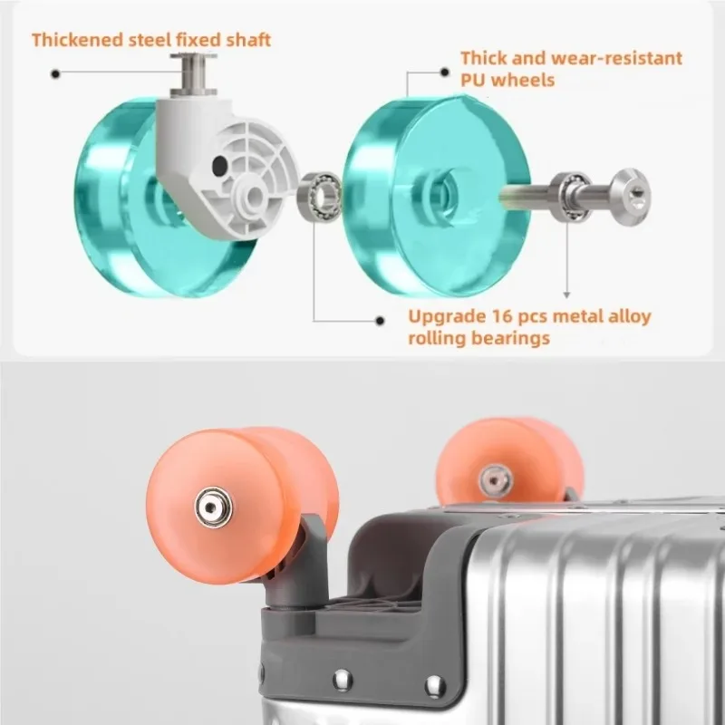 جميع حقائب سبائك الألومنيوم والمغنيسيوم مع عجلة دوارة قفل TSA مقبض جلدي 20 بوصة حقيبة سفر للصعود الأمتعة المتداول