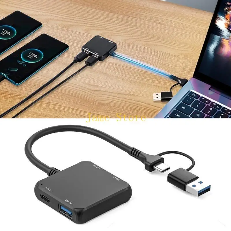 LX0B USB SPLITTER CABLE ADAPTER USB C/USB ذكر إلى 2xUSB2.0+1XUSB3.0+1XTYPE C كابل #3