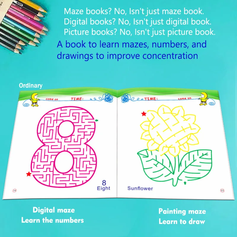 Labyrint kleurboek, kinderen leren tekenen, doodle en kleuren, leuke doolhofspellen, verbetering van concentratie en observatie, geschikt