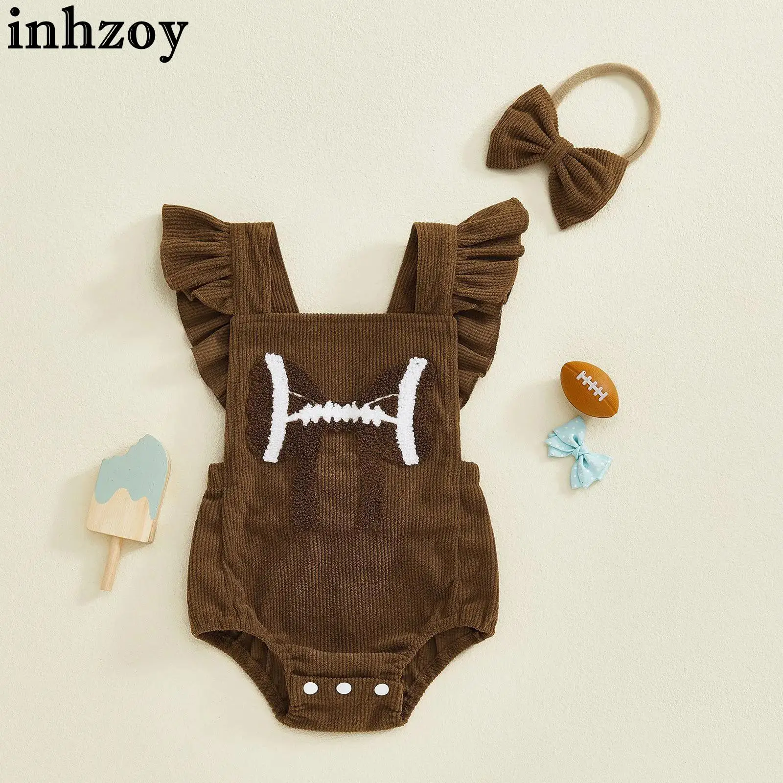 

Вельветовый комбинезон для маленьких девочек с рюшами на рукавах, бантом и пуговицами, с повязкой на голову, летний милый боди для дня рождения и фотосессий