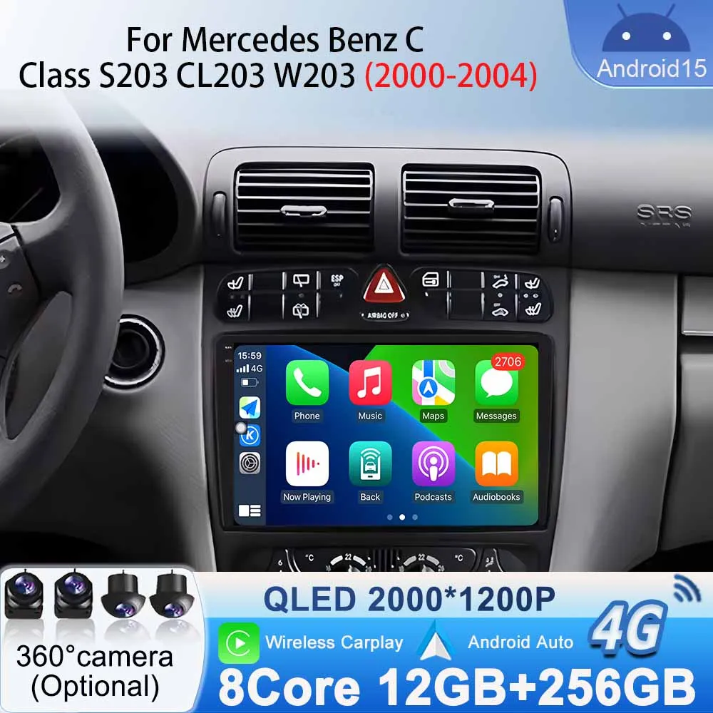 

Android 15 for Mercedes Benz C Class S203 CL203 W203 2000-2004 Car Radio Stereo WiFi GPS Navigation Car Multimedia Video Player
