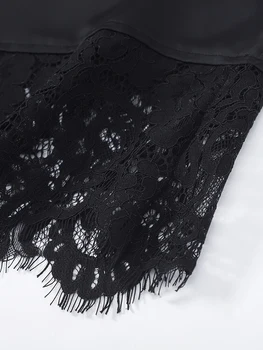Elegant Patchwork Lace Women's Blouses Slim Lace Up O-neck Irregular Hem Female Top 2026 Spring Summer Lady All-matching Tops 6