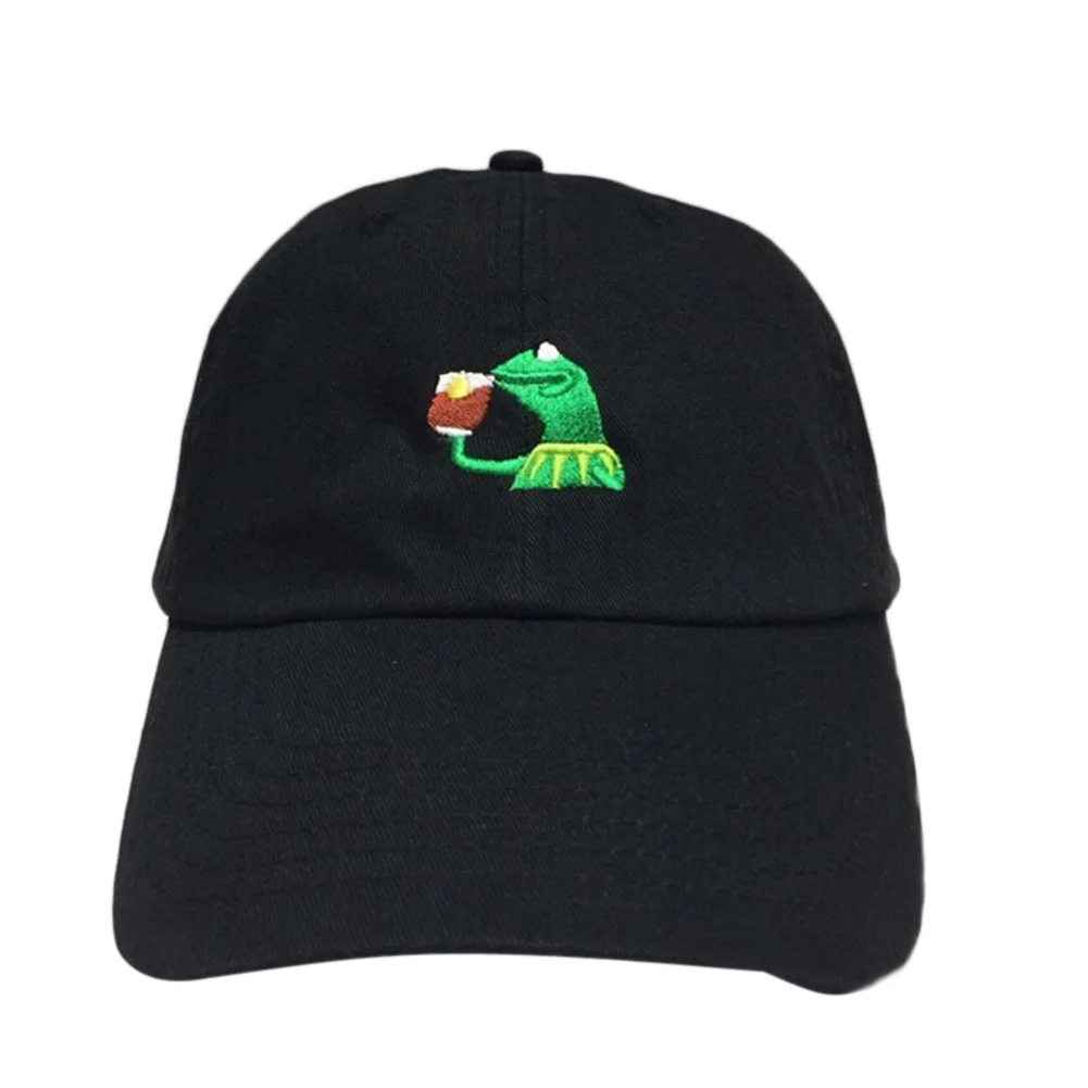 Frog Sipping Hat Unisex Golf Cap None of My Business Visors Cap Tea Drinking Baseball Caps Fashion Hip Hop Trucker Hats Snapback