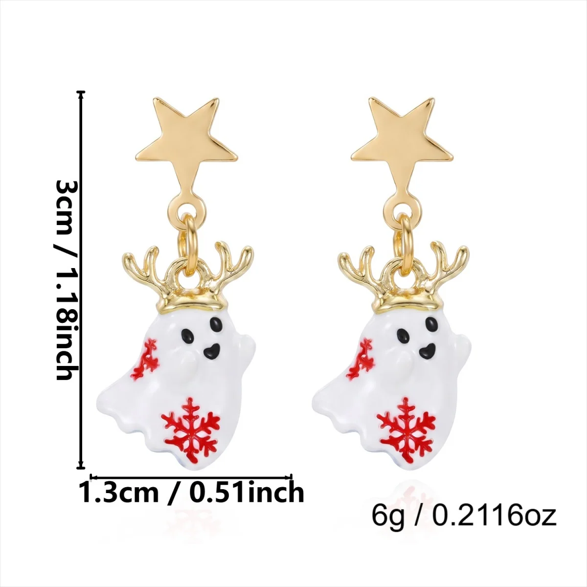 Halloween Star Lovely Antler Ghost Dangle Ohrringe für Damen und Herren, Gothic Cosplay Emaille BOO Ghost Drop Ohrringe Party Schmuck – Detail 24