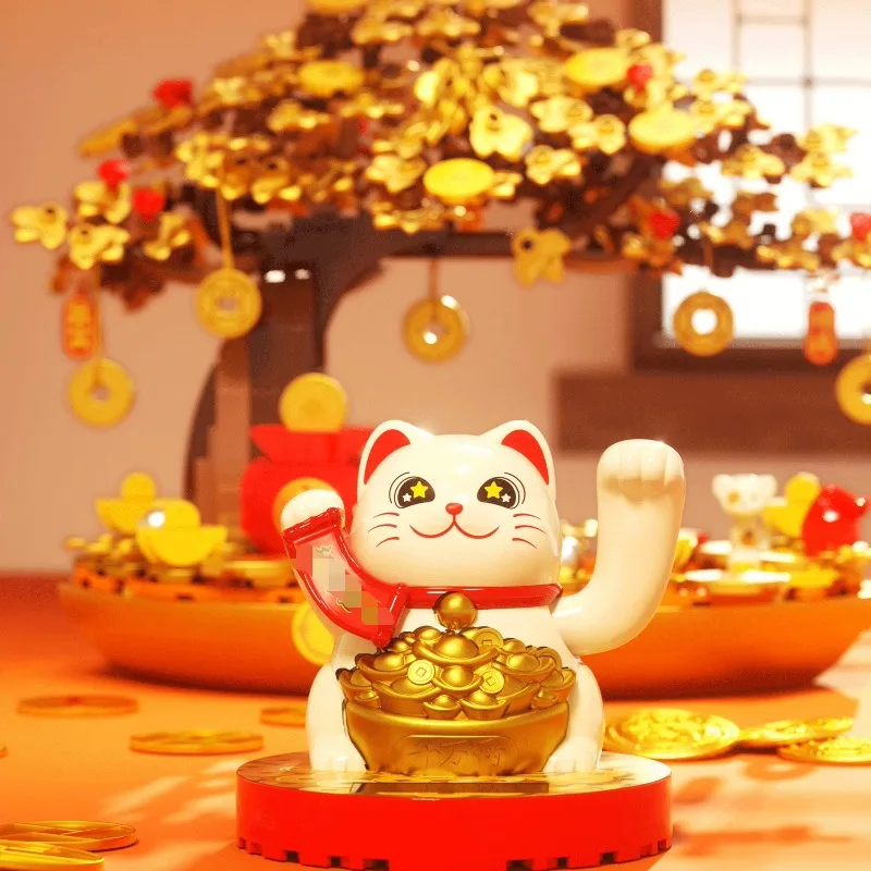 SEMBO شجرة المال لاكي كات اللبنات لتقوم بها بنفسك تجميع نموذج سطح المكتب الحلي العصرية اللعب هدايا عيد الميلاد عيد الميلاد #5