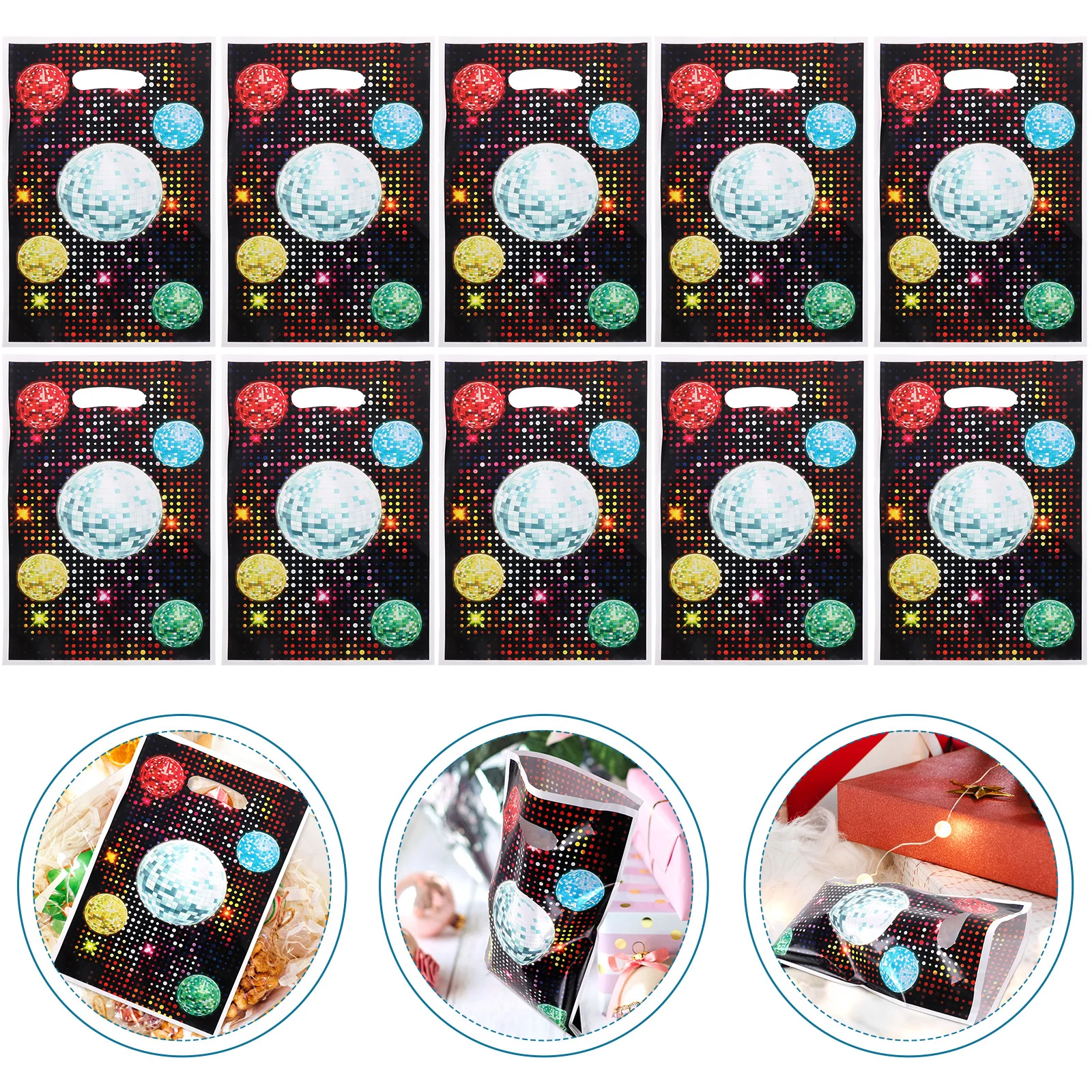 

50Pcs Vintage Gift Bags Pearlescent Coating Durable Portable Tote for Holiday Party Supplies Disco Party Supplies