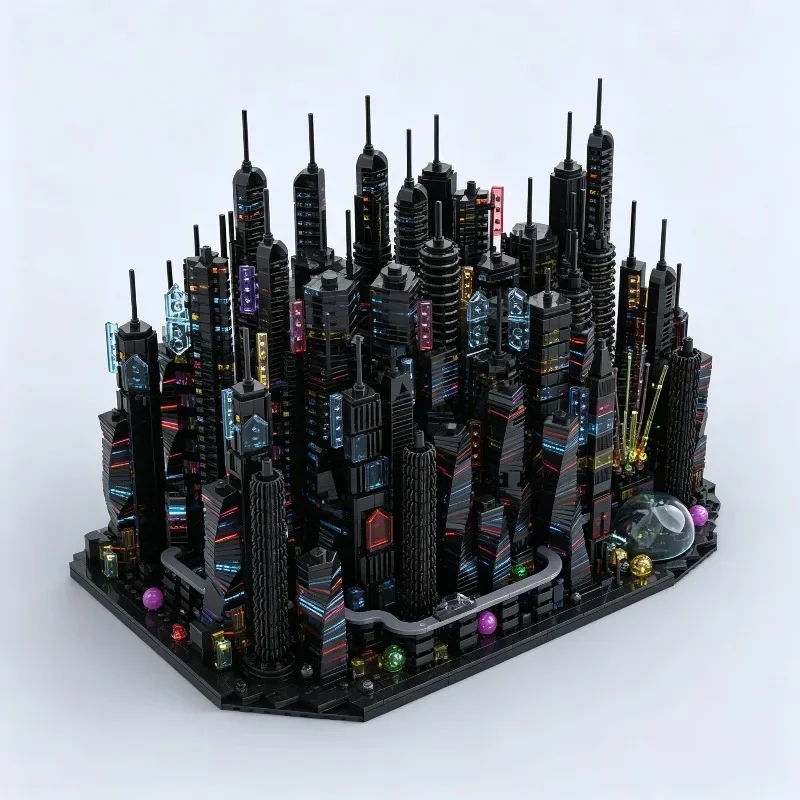 6014pcs MOC Cyberpunk Bay Microcity Architecture Skylines Model Building Blocks Toys Birthday Gift Education Brick Collection