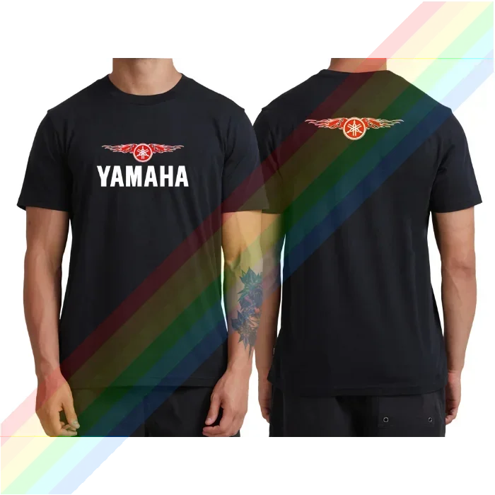 

YEW 2024 Summer black round neck men's sports T-shirt Y-yamahas logo shirt women's summer short sleeve S-6XL