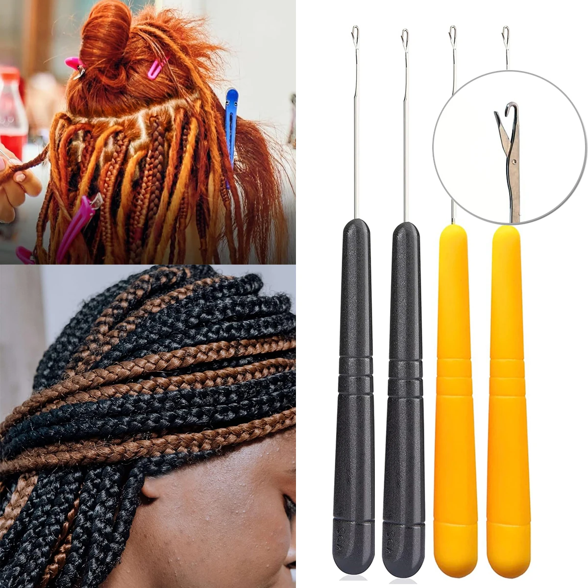 

5Pcs/Set Crochet Dreadlock Hook Needles Tool Plastic Hair Weaving Crochet Needles Dreading Latch Hooks Craft For Making Braiding