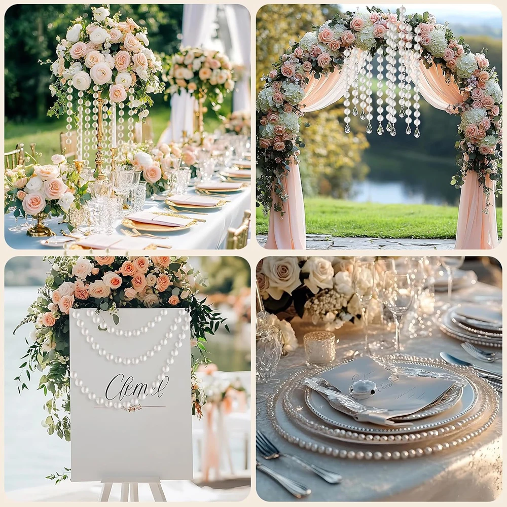 5 Yards Perlenkette aus Kunstperlen, Perlenkette für Bastelarbeiten, Perlenfischschnur für DIY-Blumendekorationen, Hochzeiten, Events und Partys – Detail 7