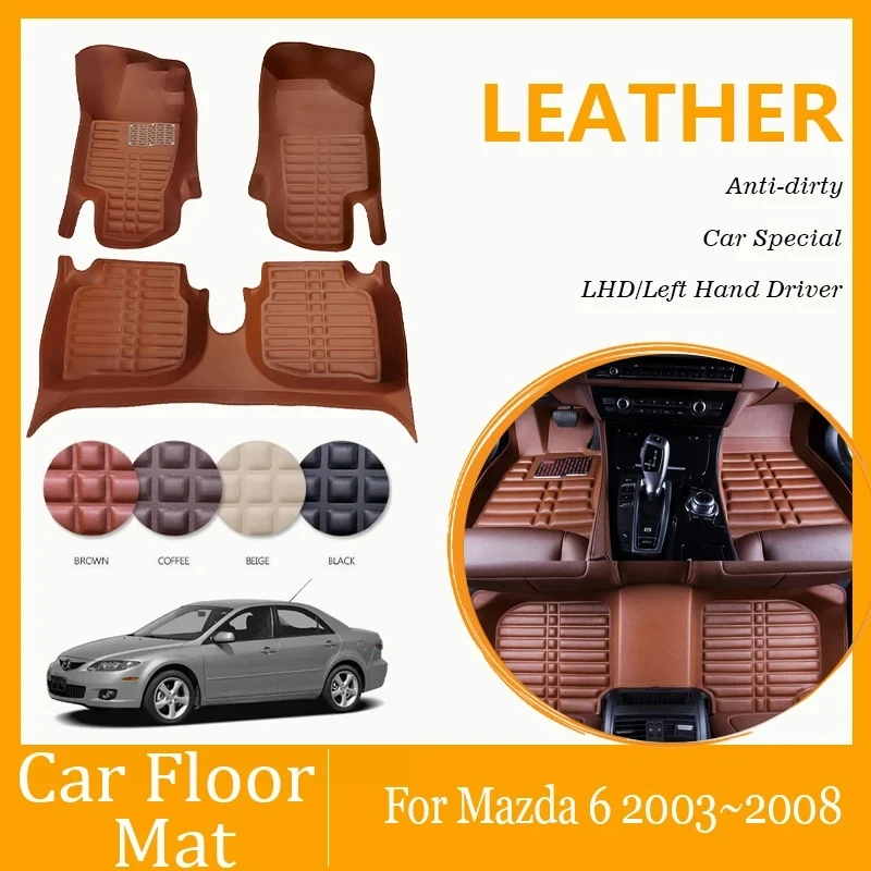 Full Set Car Floor Mats For Mazda 6 Mazda6 2002 2003 2004 2005 2006 2007 2008 Waterproof Pad Foot Carpet Leather Car Accessories