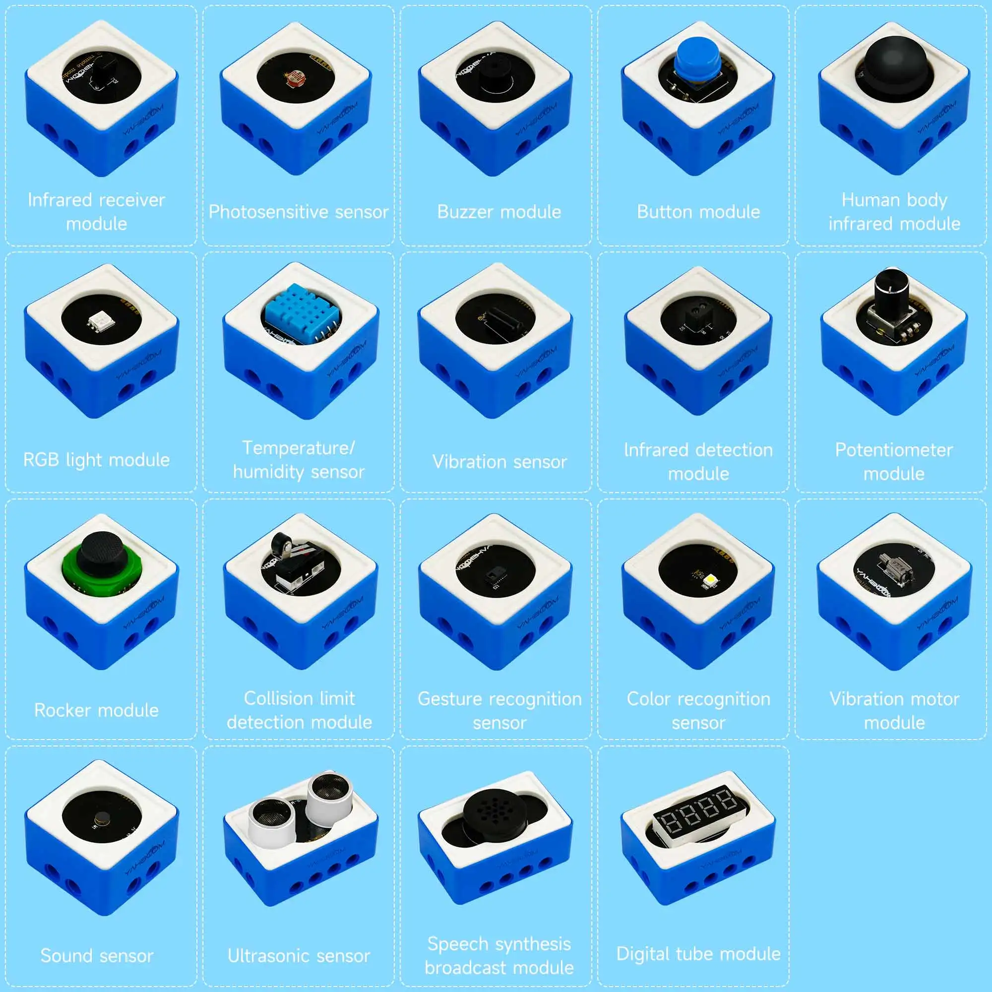 

Набор сенсорных модулей Yahboom для конструкторов, совместимый с MicroBit V2 V1.5, Raspberry Pi Pico, UNO: ультразвуковой, инфракрасный, световой датчик
