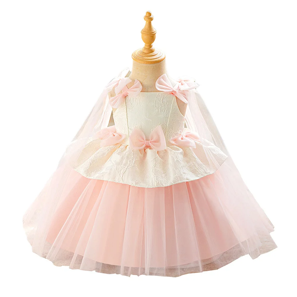 

Girls' Flower Patterned Tulle Dr One Year Old Baby ab Week Ceremony Dr Children's Faion ow Performance Costume