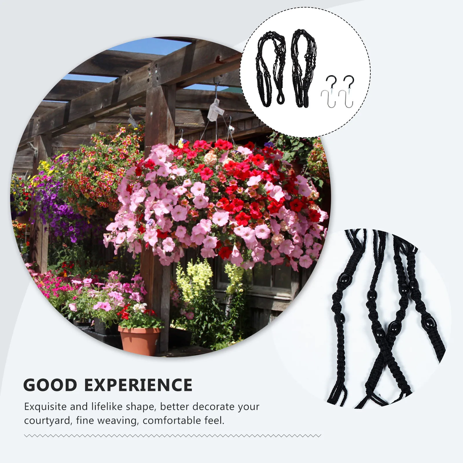 

1Set Premium Cotton Rope Flowerpot Net Bag Hand-Woven Classic Retro Style for Plants Indoor Outdoor Garden Patio