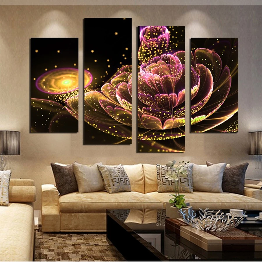 

DIY 5D Diamond Painting 4Pcs Beauty Flower Serie Full Drill Square Embroidery Mosaic Art Picture Of Rhinestones Home Decor Gifts