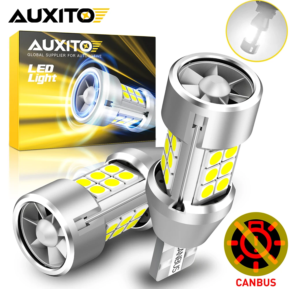 AUXITO 2Pcs W16W T15 LED Bulbs Canbus LED Backup Light 921 912 T16 LED Bulbs No Error With Fan High Power 32W 6500K White 12V