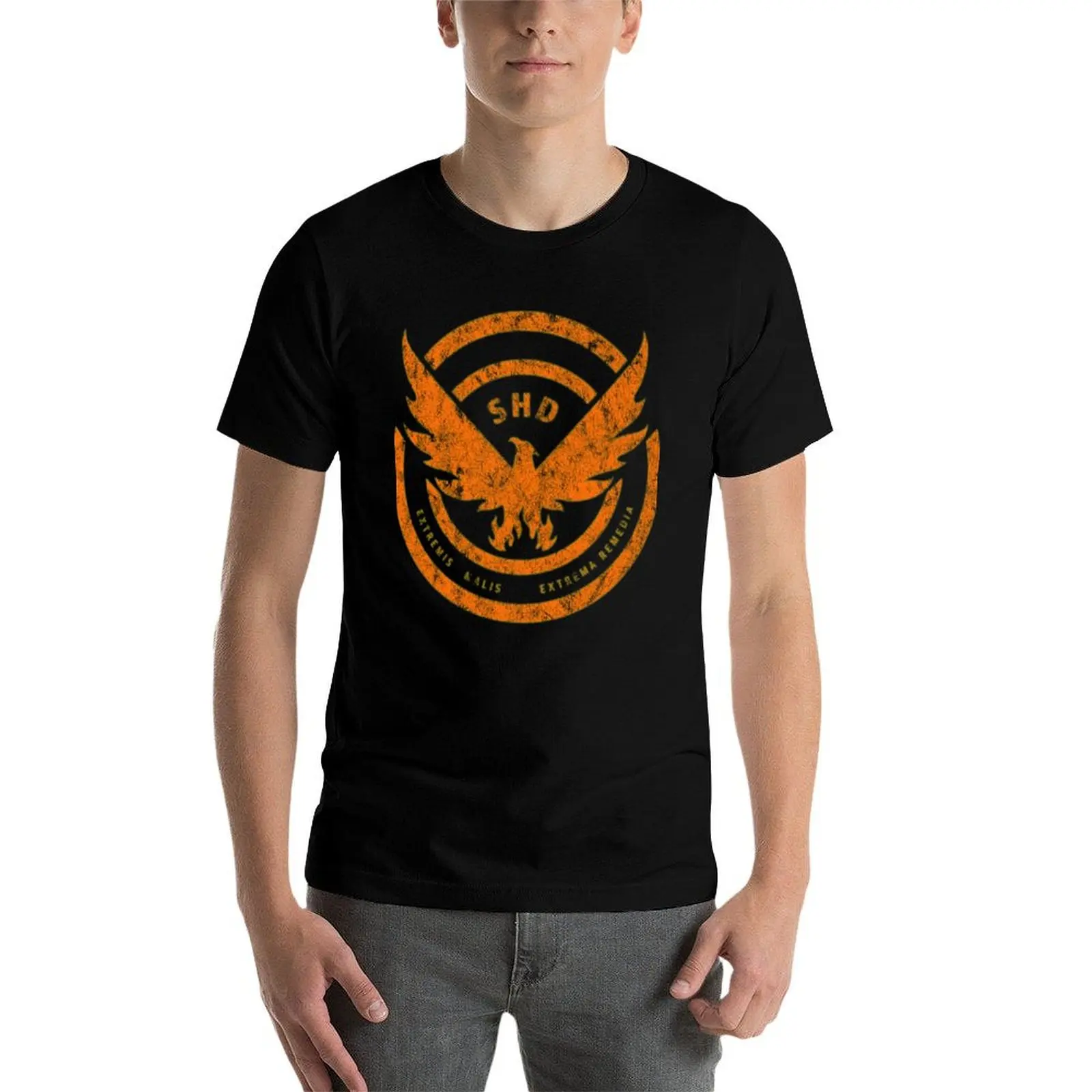 The Division Shd Logo Distressed Orange T-Shirt customs design your own cute clothes Men's t shirts