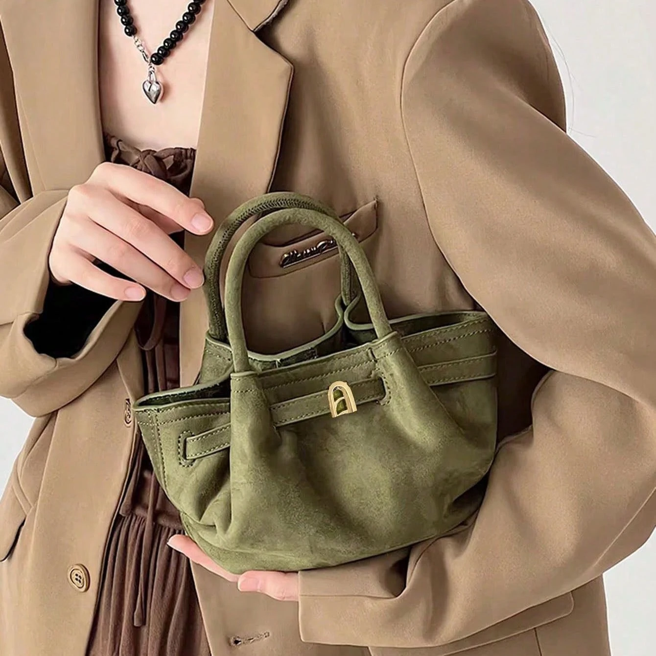 

JIOMAY 2025 Premium Shoulder Bag - Structured Dumpling Purse with Contrast Stitching, Work-to-Weekend Crossbody Tote for Women