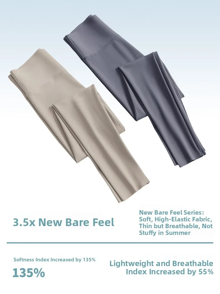 Pantaloni da yoga da donna ultrasottili a vita alta Abbigliamento estivo da esterno Pantaloni da fitn in pelle arca di seta ghiacciata Controllo della pancia Sollevamento del sedere