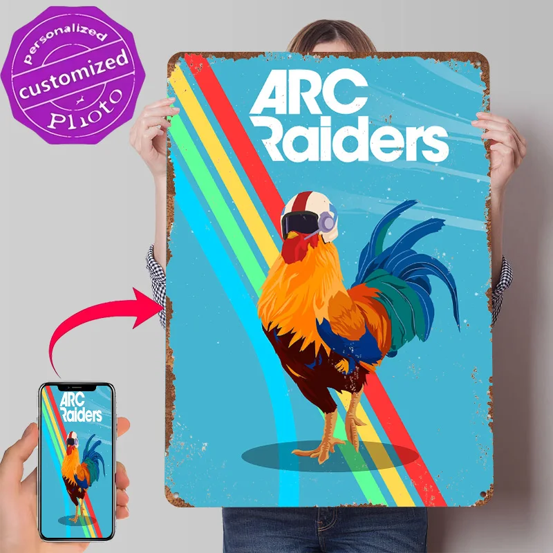 Arc Raiders Chicken Scrappy Poster Customized Vintage Metal Signs Wall Art Retro Tin Plaque for Interior Decoration Living Room