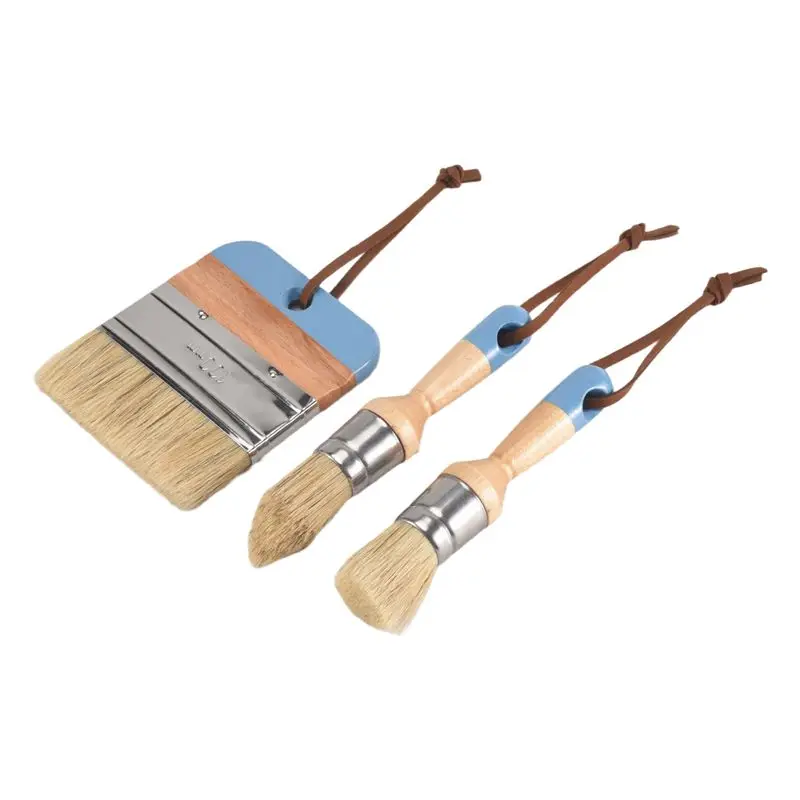 ABLQ Brush Chalk And Wax Paint Brushes For Acrylic Painting Bristle Stencil Brushes For Wood Furniture Home Decor
