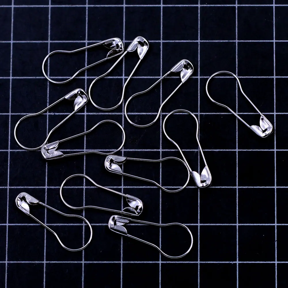 

200Pcs DIY Safety Pins Brooches Flask Gourd Bulb Shape Silver Tone Handicrafts Sewing Knitting Accessories 23x10mm( 7/8"x 3/8")