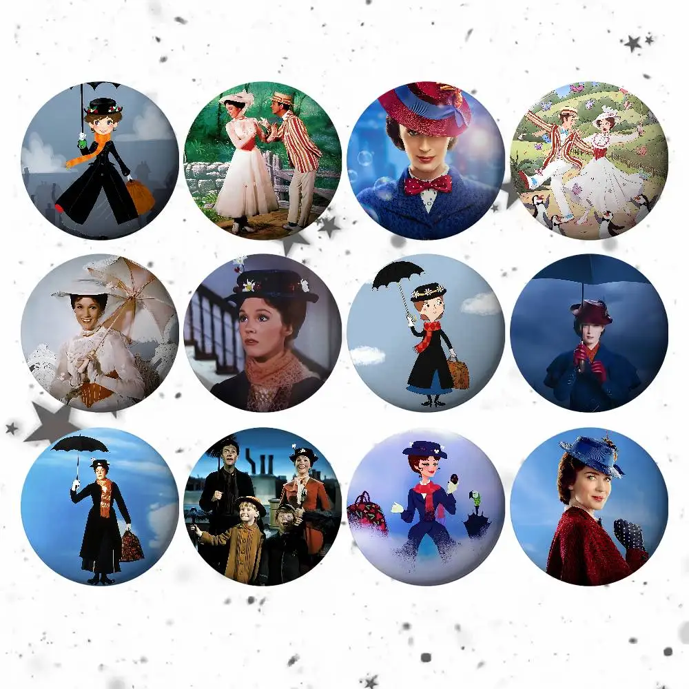 ماري P-Poppins شارات صفيح دبوس زر مخصص أنيمي دور المدرسة القديمة بروش الكرتون طوق شارة هدية