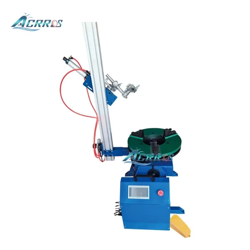 Through Hole 65mm Capacity 30kg PLC Horizontal Welding Positioner With Chuck 200mm And Pneumatic Torch Holder