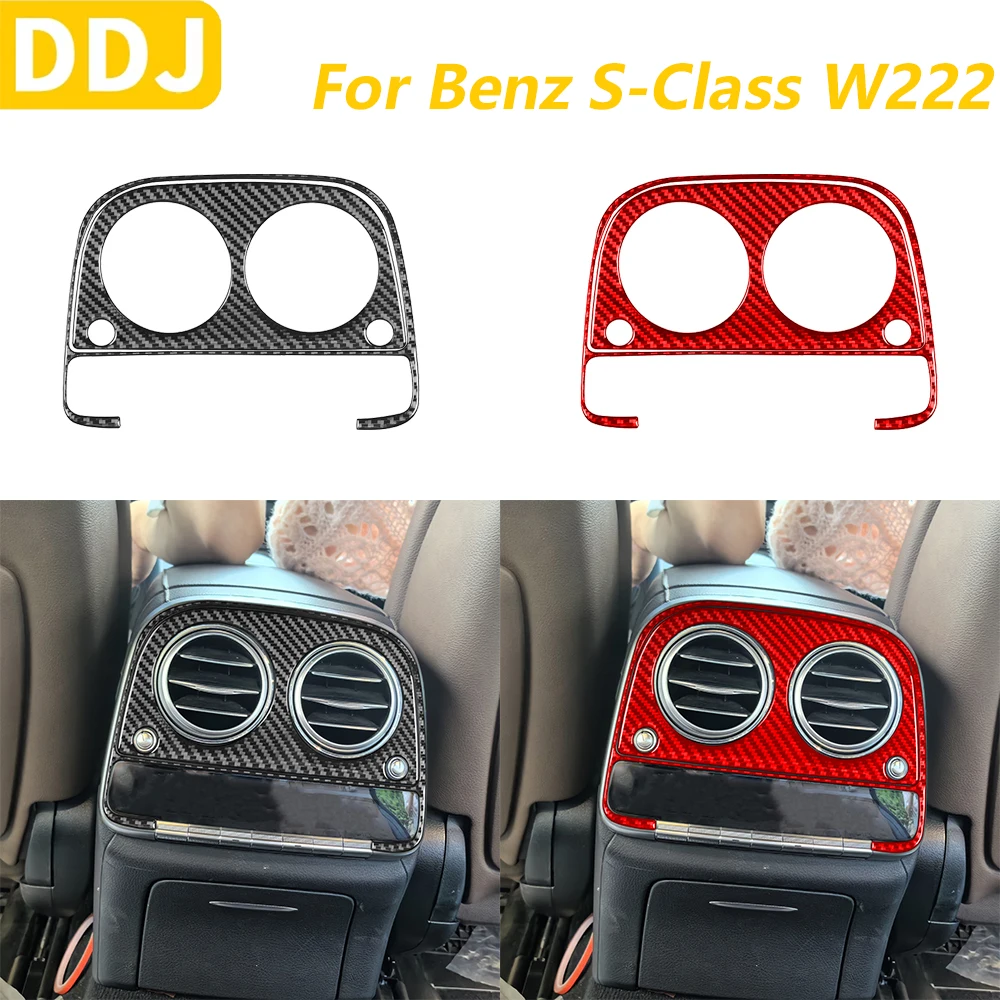 

Для Mercedes-Benz S-Class W222 2012-2020 настоящее углеродное волокно, задняя вентиляционная панель кондиционера, накладка, автомобильные аксессуары, наклейка