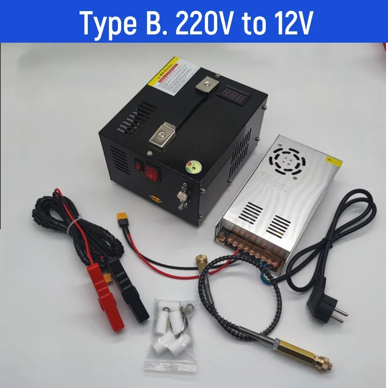 12V/220V対応 12Vエアコンプレッサー タイヤインフレータ ポータブル自動タイヤポンプ 4500psi エアポンプ 圧力計付き