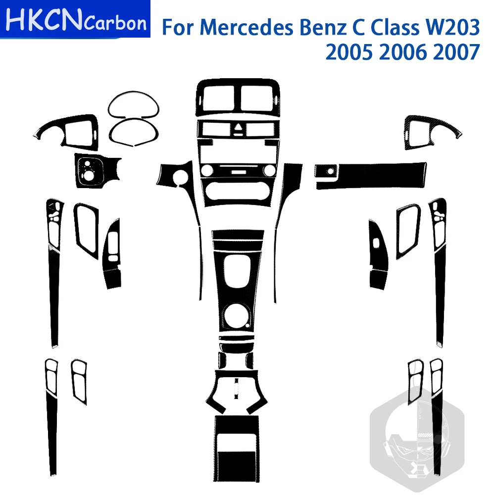 For Mercedes Benz C Class W203 2005 2006 2007 Accessories Car Interior Black Plastic Gear Control Air Outlet Trim Sticker