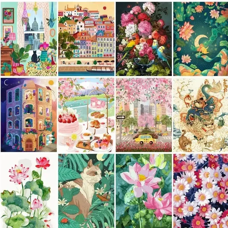 

538464 PhotoCustom Pictures By Numbers Flower Scenery Frame Painting By Numbers Landscape On Canvas DIY Home Decoration DIY Gift