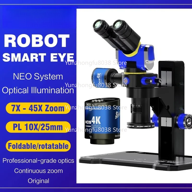 Foldable Industrial Trinocular Microscope Smart Eye 7X-45X Continuous Zoom Mobile Phone Repair Tool Set