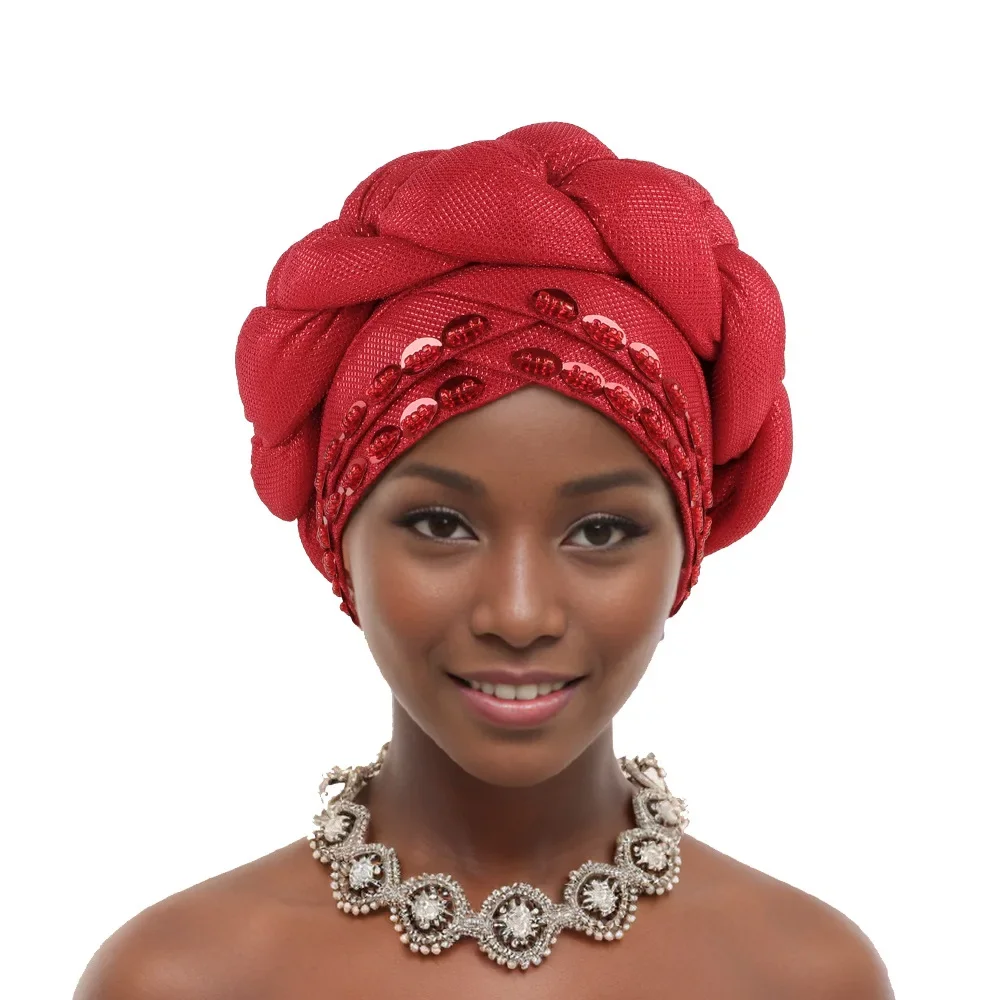 

Новейший африканский головной убор с автогелем 2024, готовые головные уборы, тюрбан для женщин, готовый нигерийский хиджаб, коса, повязки на голову, тюрбан