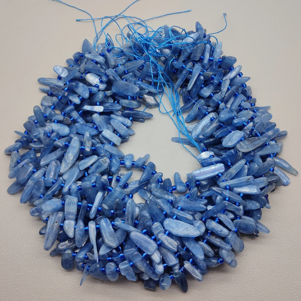 5 Strands 7x16mm Top-drilled point Stick Natural Blue Kyanite   bead strand 15.5