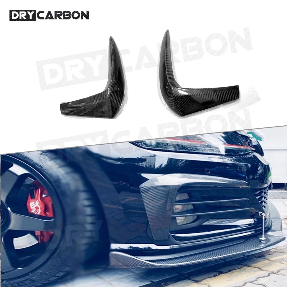 

For Volkswagen VW Golf 7.5 GTI 2018 2019 Carbon Fiber Car Front Fog Lamp Fins Splitters Trim Canards Fins Cover FRP