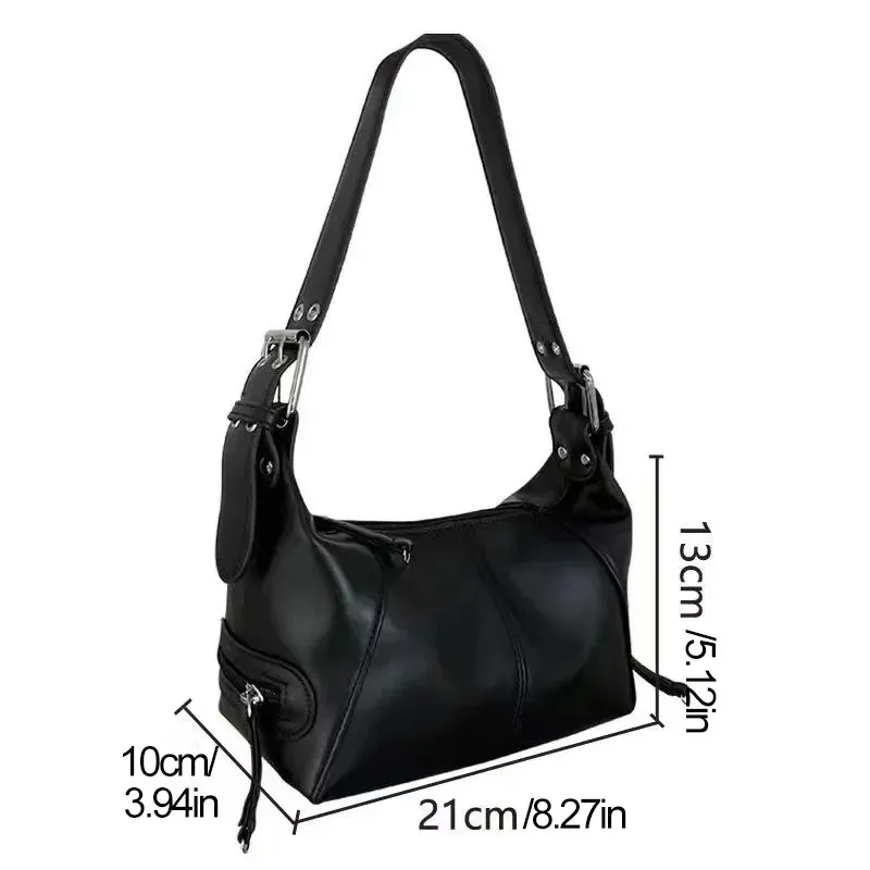 Y2K Style Underarm Bag Shoulder Bag for Women Trendy Motorcycle Handbag Minimalist Shoulder Purse for Girls Street Wear