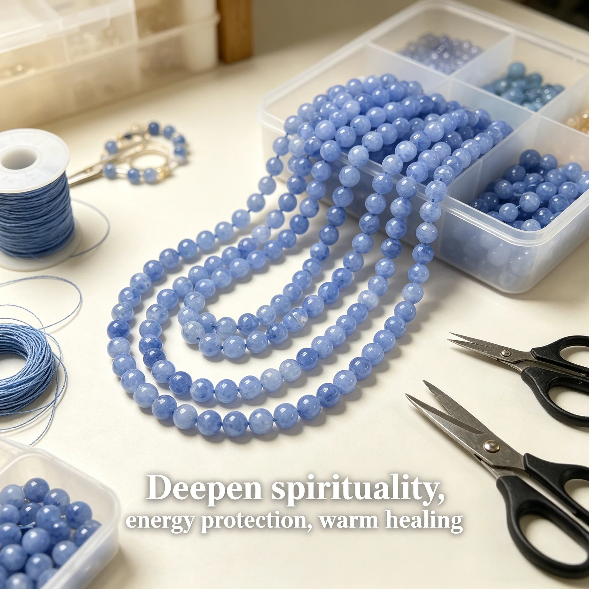 Perles d'angélite bleues naturelles améliorées, perles rondes de 6, 8, 10mm, pierres précieuses pour la fabrication de bijoux, accessoires de bijoux pour bracelets et colliers DIY