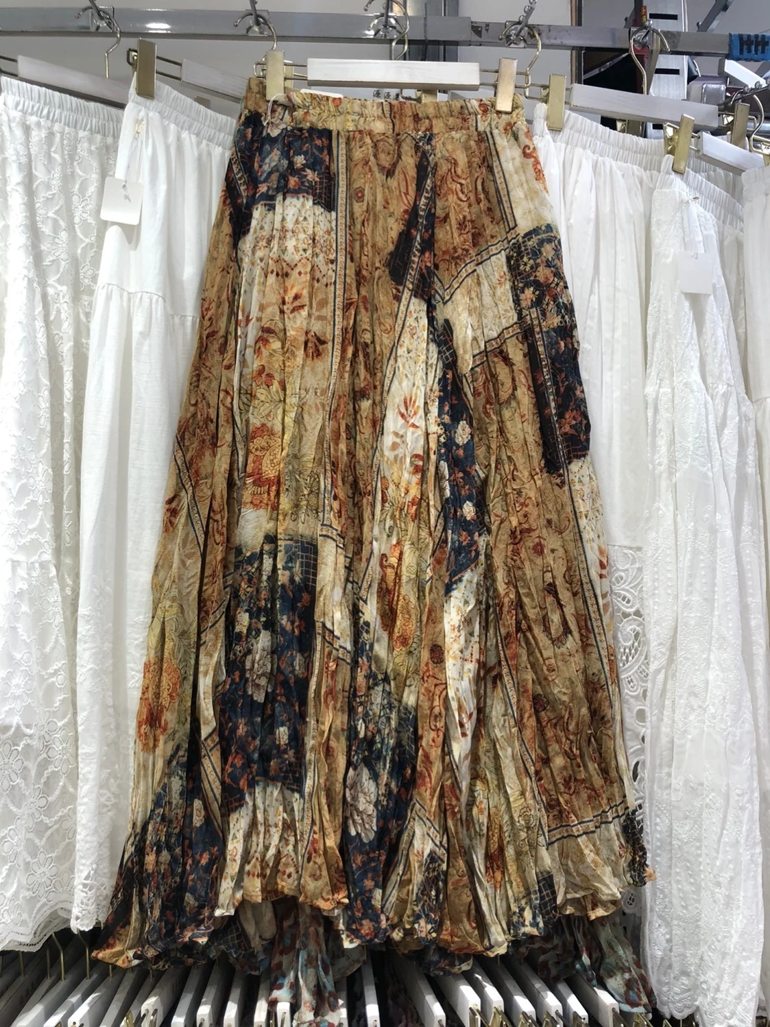 

Travel Ethnic Style Floral Print Chiffon Half Skirt Women's Summer Pleated Large Flounce Long Skirt High Waist Loose Fit